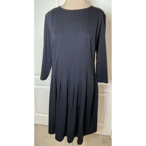 Sandra Darren Black Long Sleeve Dress Sz 12 with Pockets - Picture 1 of 10